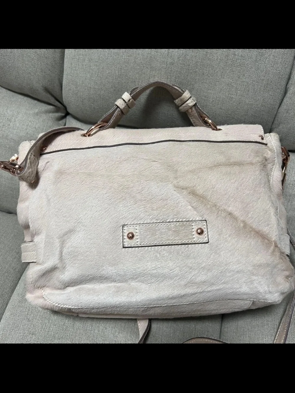 Mulberry Cream Top-Handle Satchel with Rose Gold Hardware